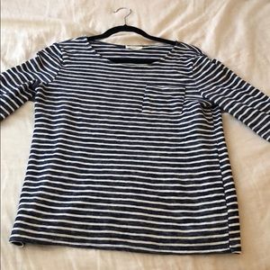 Blue and white striped sweater